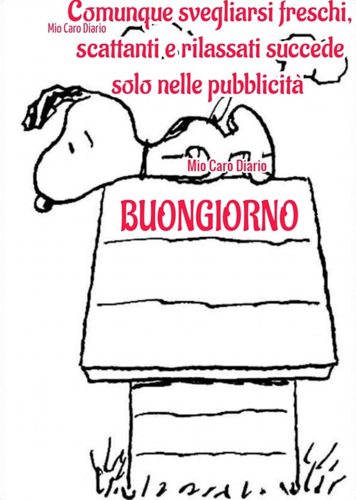 “Comunque svegliarsi freschi, scattanti e rilassati succede solo nelle pubblicità. Buongiorno”