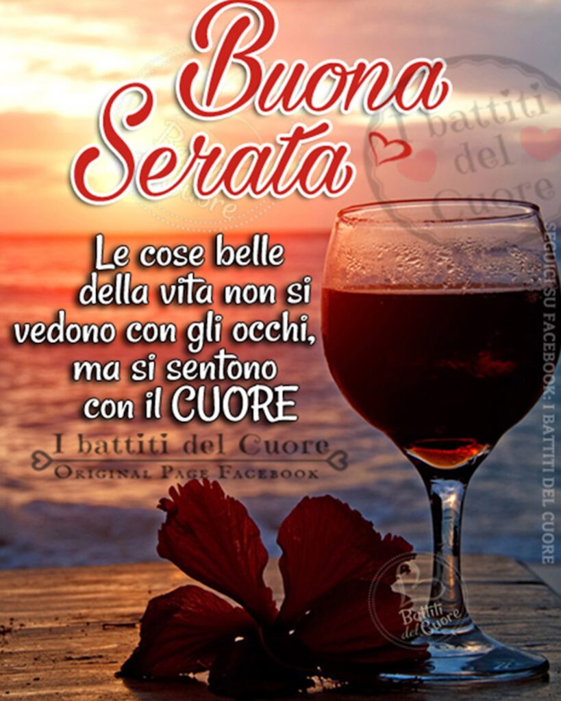 Buona Serata. “Le cose belle della vita non si vedono con gli occhi, ma si sentono col il Cuore.”